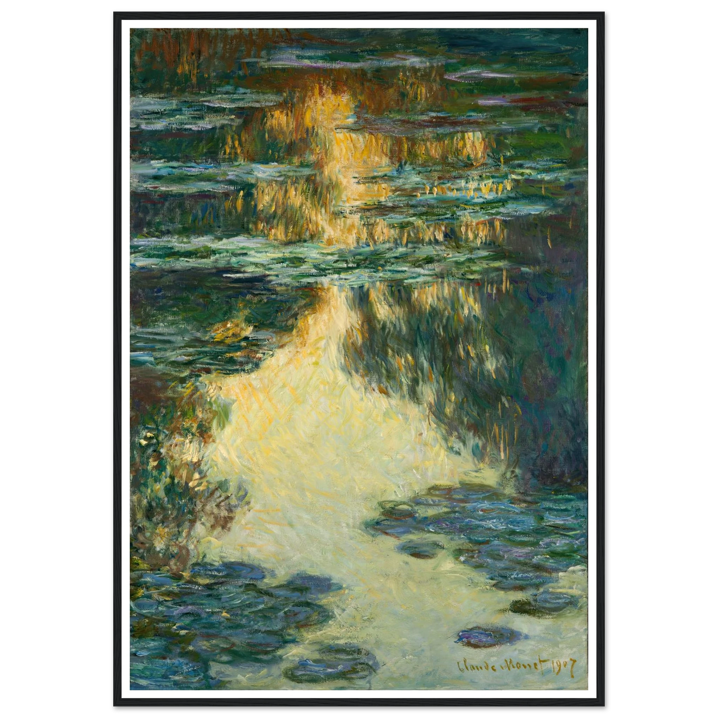 Water Lilies (1907) Art Print | Claude Monet - Framed Poster - 30x40 cm / 12x16″ - Black frame