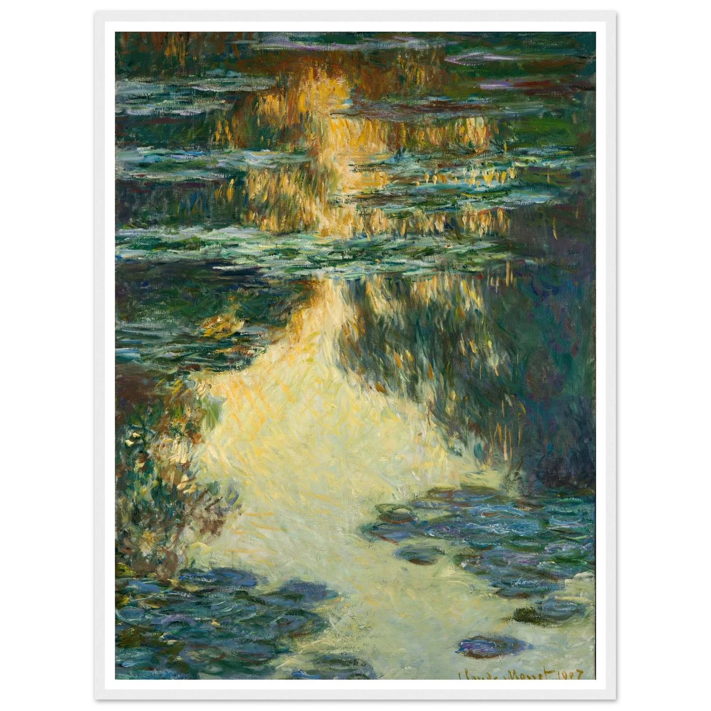 Water Lilies (1907) Art Print | Claude Monet - Framed Poster - 30x40 cm / 12x16″ - Black frame