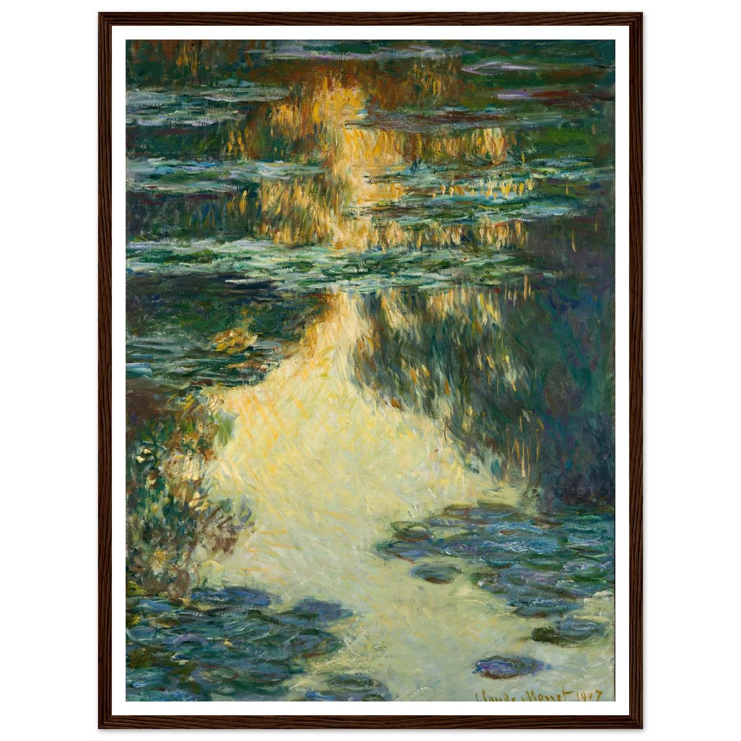 Water Lilies (1907) Art Print | Claude Monet - Framed Poster - 30x40 cm / 12x16″ - Black frame