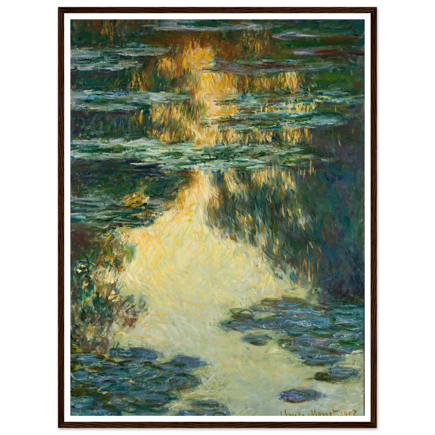 Water Lilies (1907) Art Print | Claude Monet - Framed Poster - 30x40 cm / 12x16″ - Black frame
