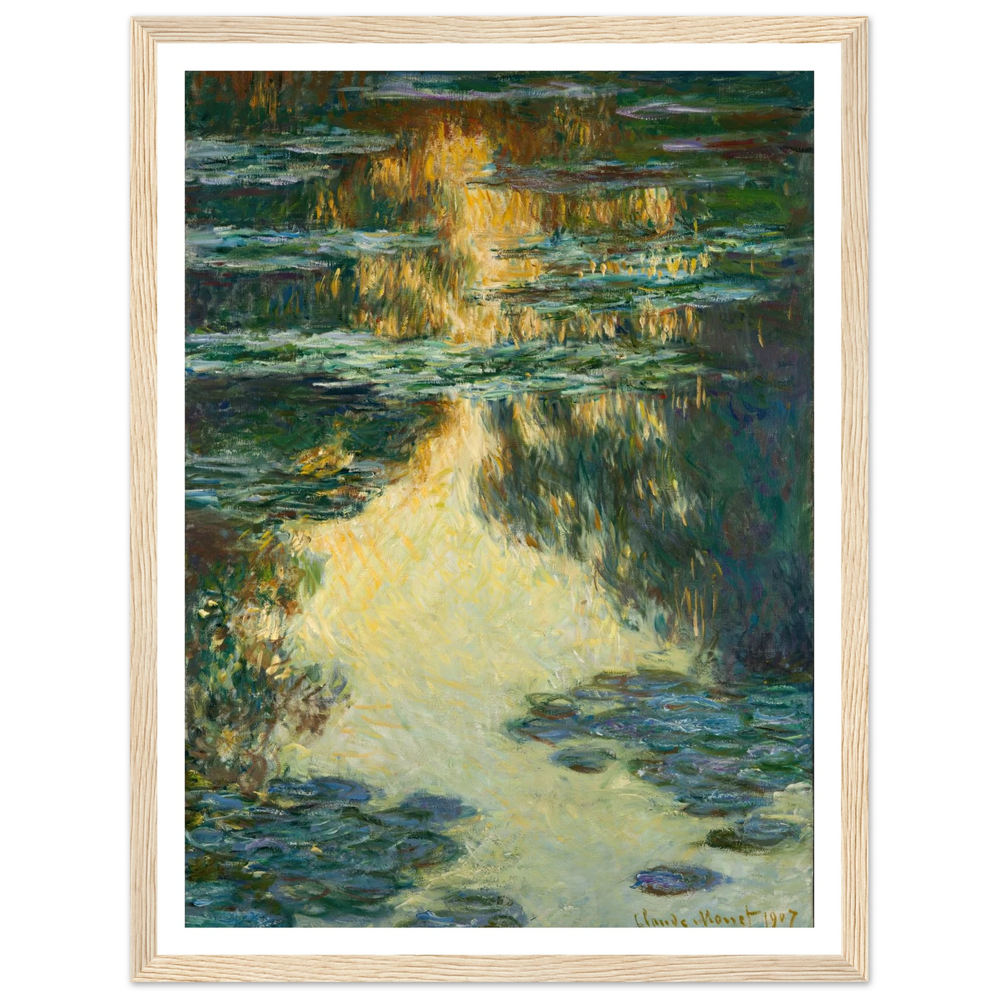 Water Lilies (1907) Art Print | Claude Monet - Framed Poster - 30x40 cm / 12x16″ - Black frame