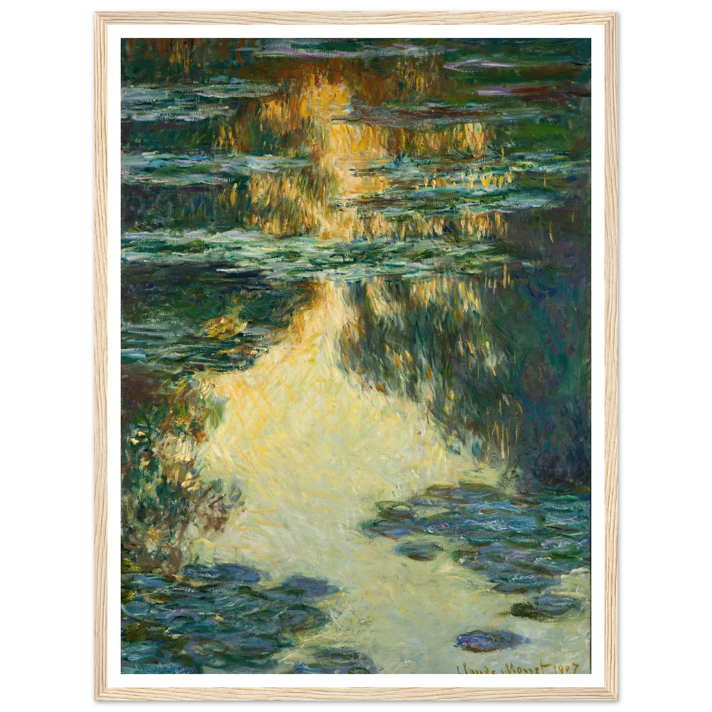 Water Lilies (1907) Art Print | Claude Monet - Framed Poster - 30x40 cm / 12x16″ - Black frame