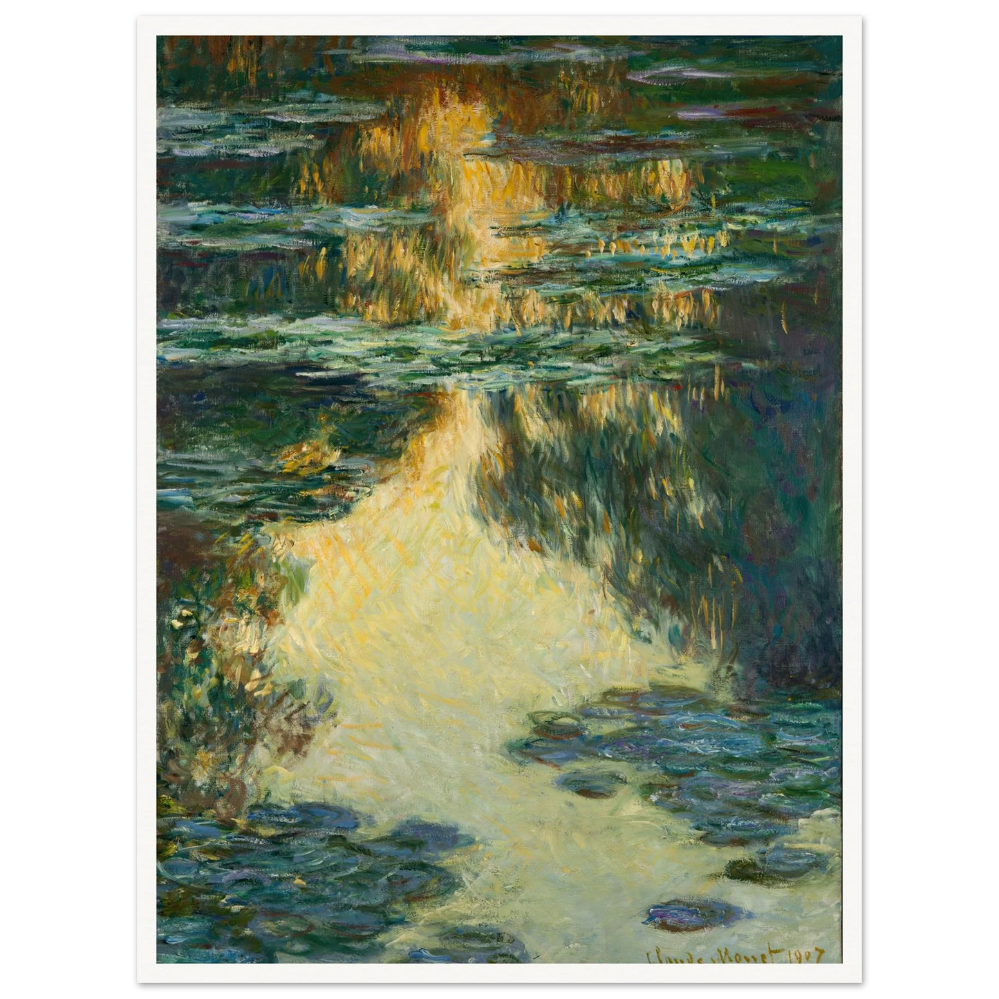 Water Lilies (1907) Art Print | Claude Monet - Framed Poster - 30x40 cm / 12x16″ - Black frame