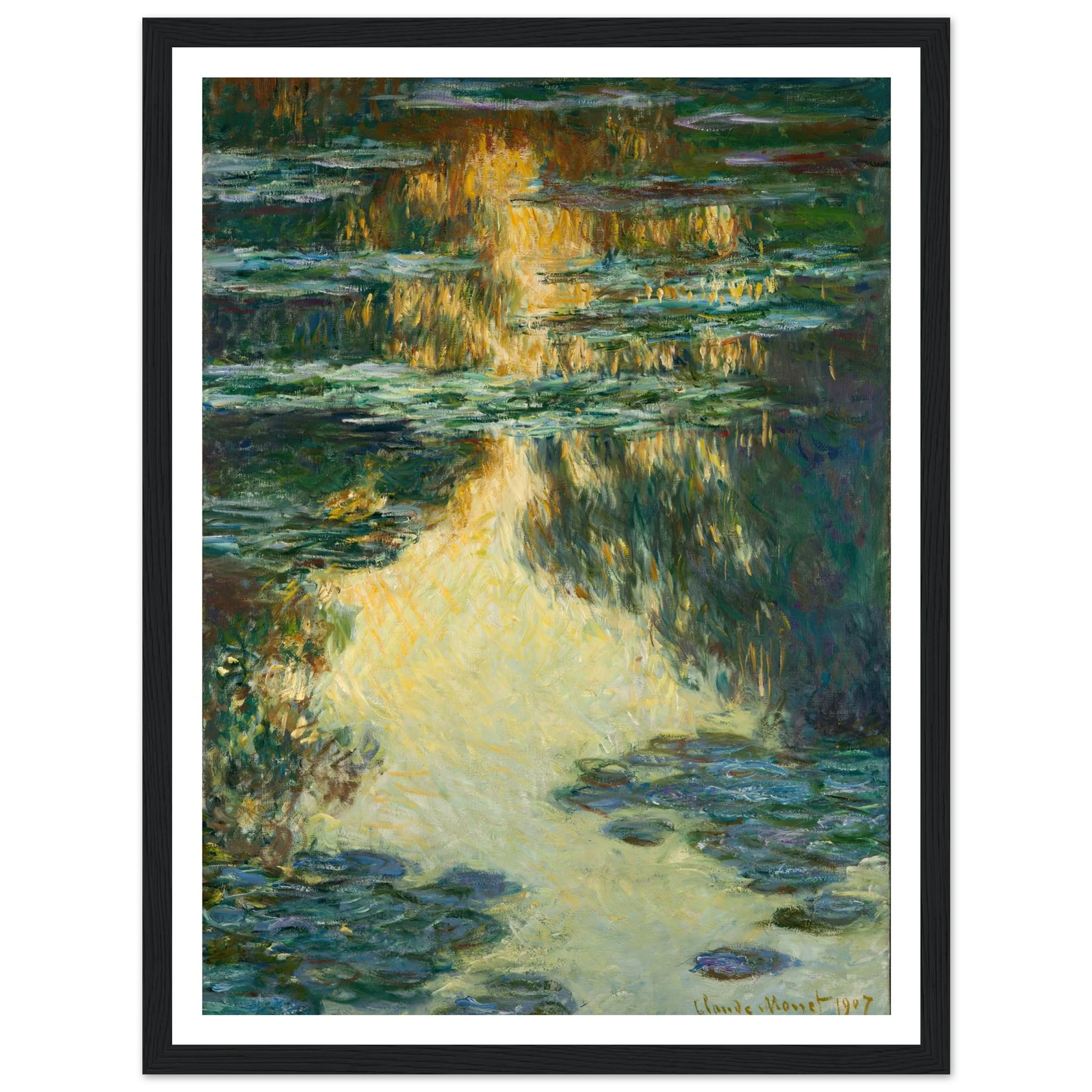 Water Lilies (1907) Art Print | Claude Monet - Framed Poster - 30x40 cm / 12x16″ - Black frame