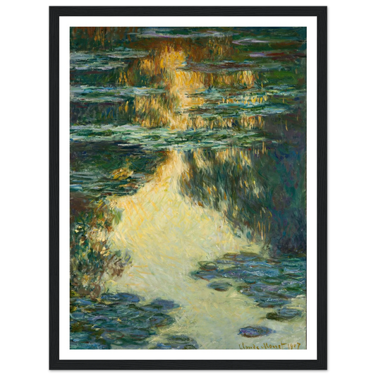 Water Lilies (1907) Art Print | Claude Monet - Framed Poster - 30x40 cm / 12x16″ - Black frame