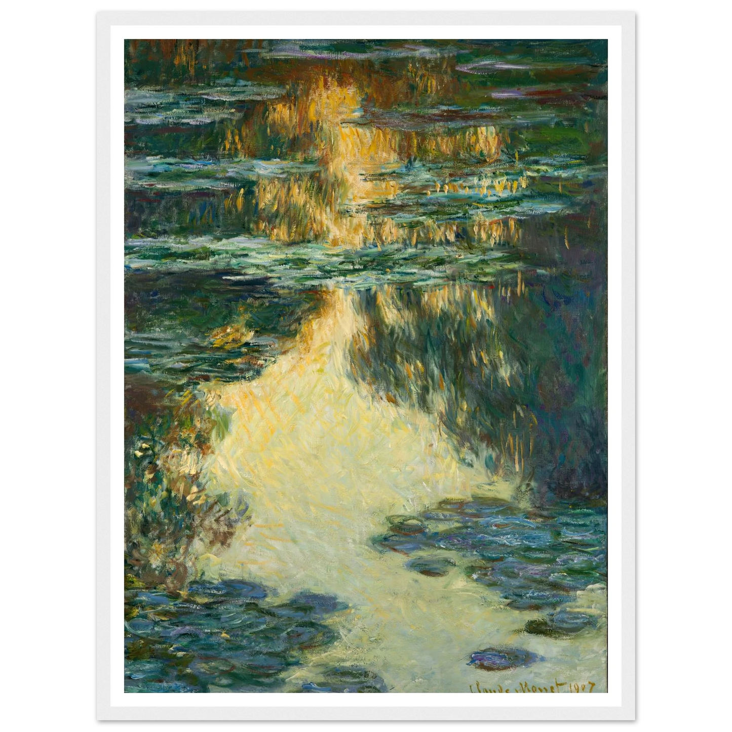 Water Lilies (1907) Art Print | Claude Monet - Framed Poster - 30x40 cm / 12x16″ - Black frame