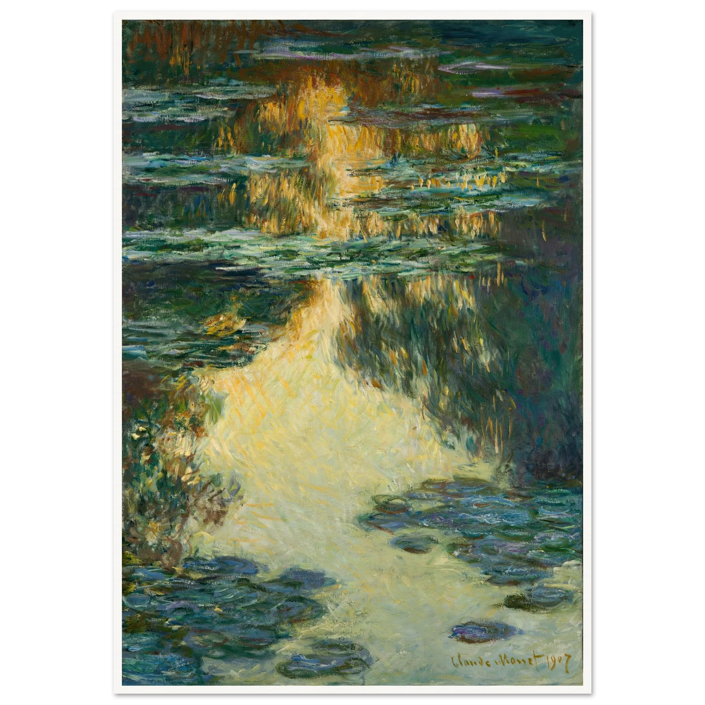 Water Lilies (1907) Art Print | Claude Monet - Framed Poster - 30x40 cm / 12x16″ - Black frame