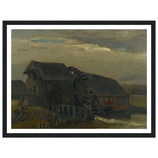 Water Mill At Opwetten (1884) Art Print | Vincent van Gogh - Framed Poster - 30x40 cm / 12x16″ - Black frame