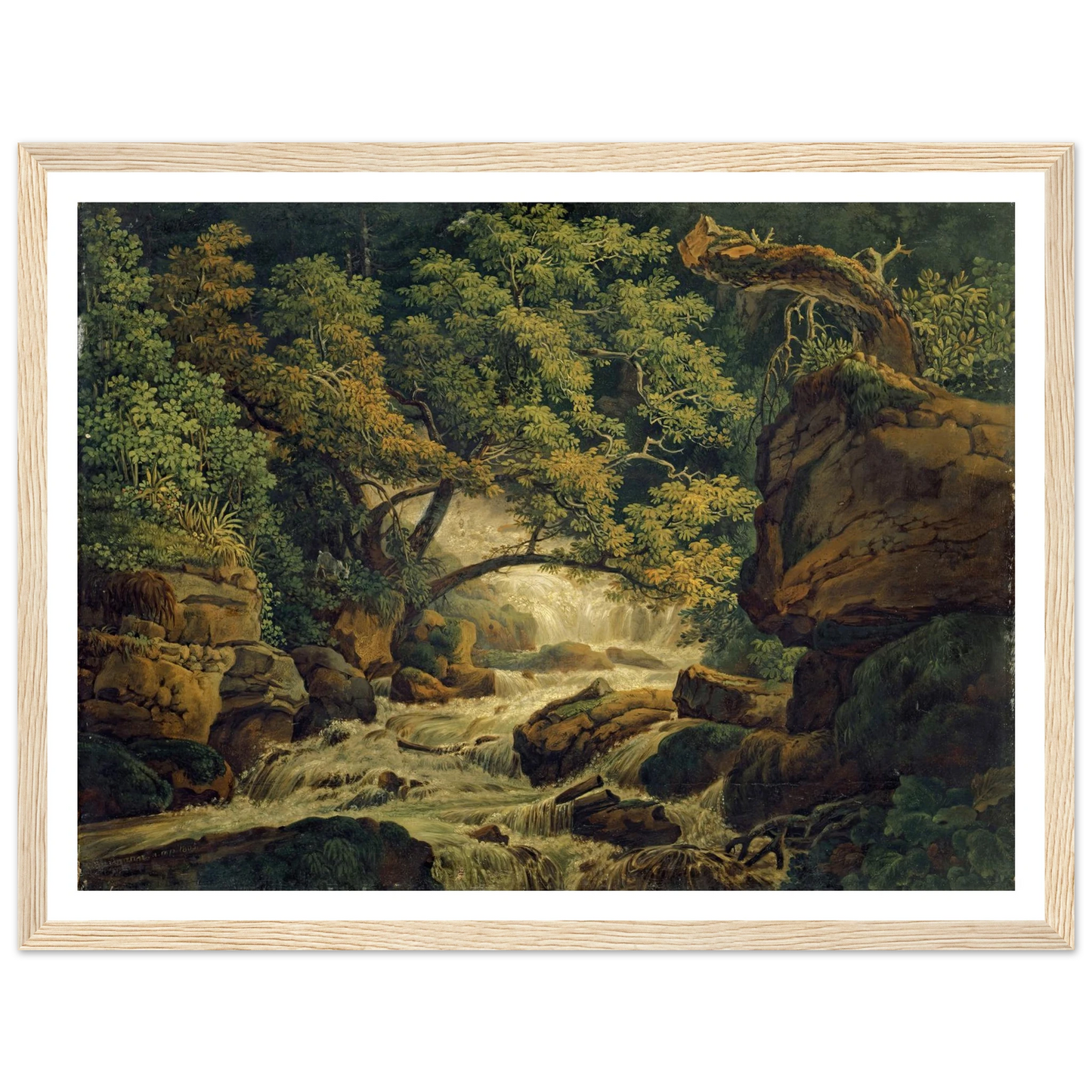 Waterfall Chesant (Waterfall of the Birs) (1805) Art Print | Peter Birmann - Framed Poster - 30x40 cm / 12x16″ - Black frame