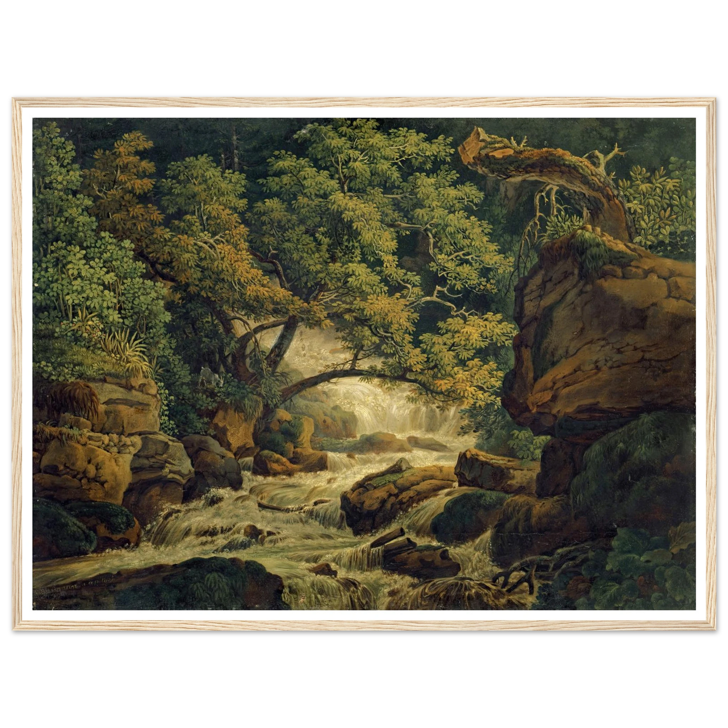 Waterfall Chesant (Waterfall of the Birs) (1805) Art Print | Peter Birmann - Framed Poster - 30x40 cm / 12x16″ - Black frame