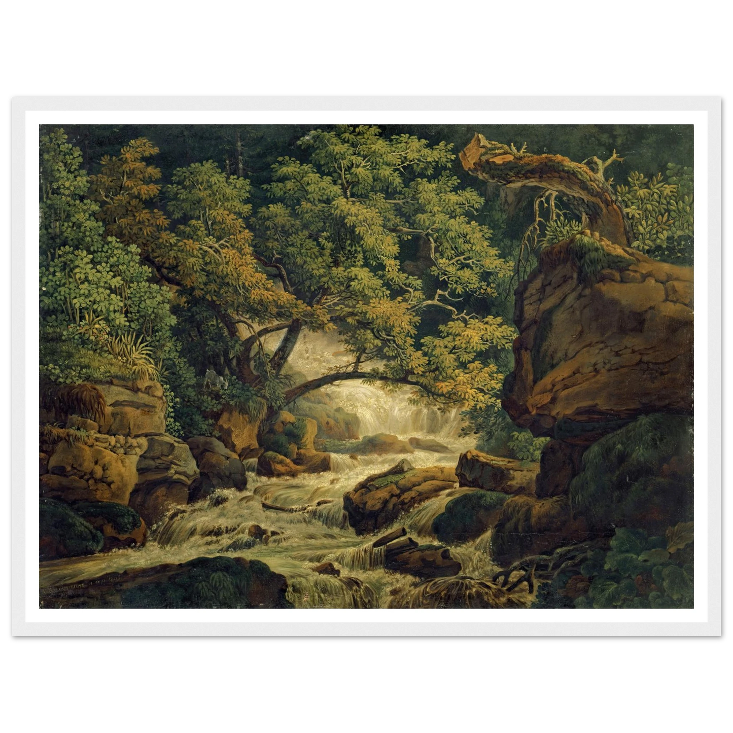 Waterfall Chesant (Waterfall of the Birs) (1805) Art Print | Peter Birmann - Framed Poster - 30x40 cm / 12x16″ - Black frame