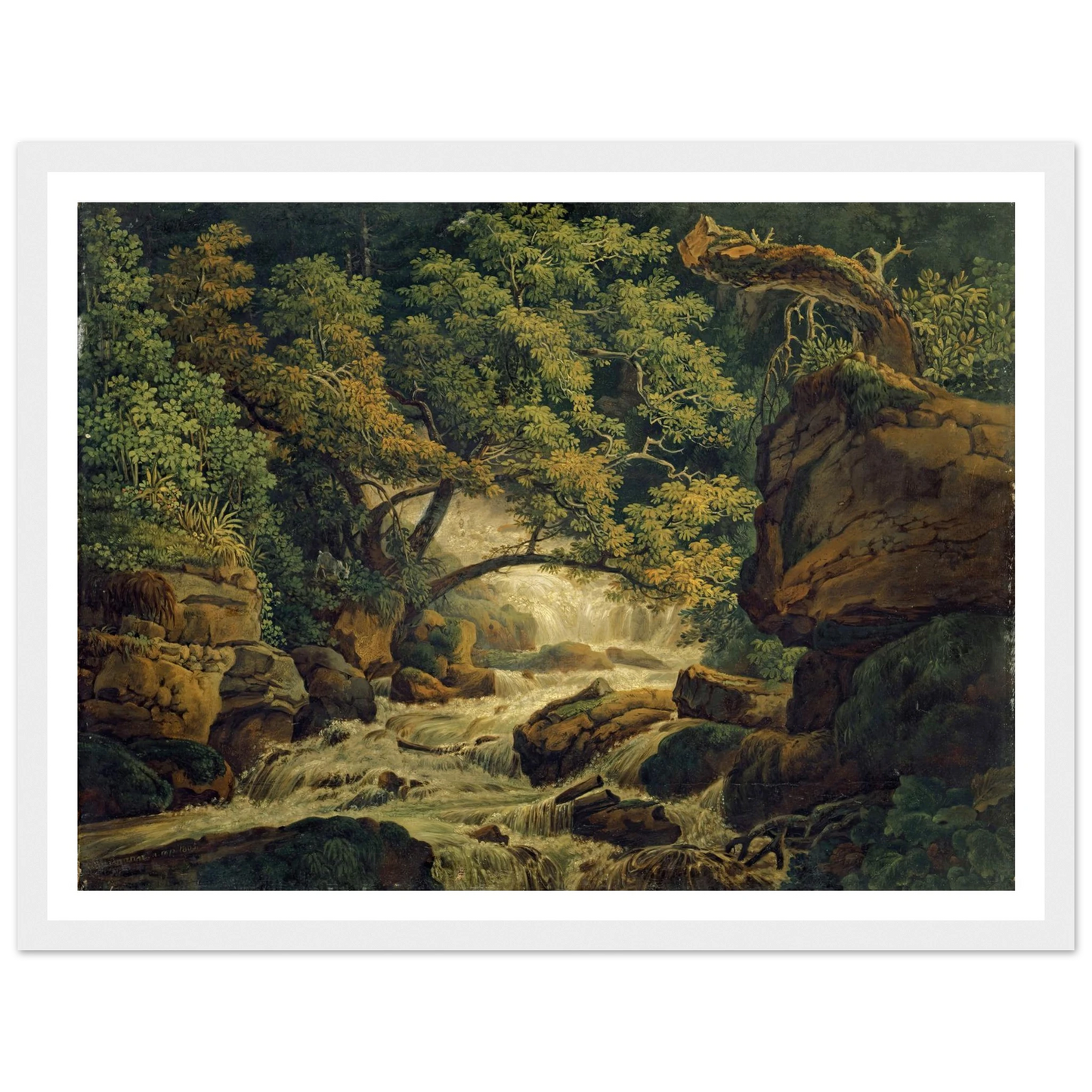 Waterfall Chesant (Waterfall of the Birs) (1805) Art Print | Peter Birmann - Framed Poster - 30x40 cm / 12x16″ - Black frame