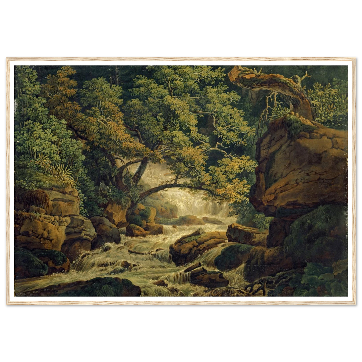 Waterfall Chesant (Waterfall of the Birs) (1805) Art Print | Peter Birmann - Framed Poster - 30x40 cm / 12x16″ - Black frame