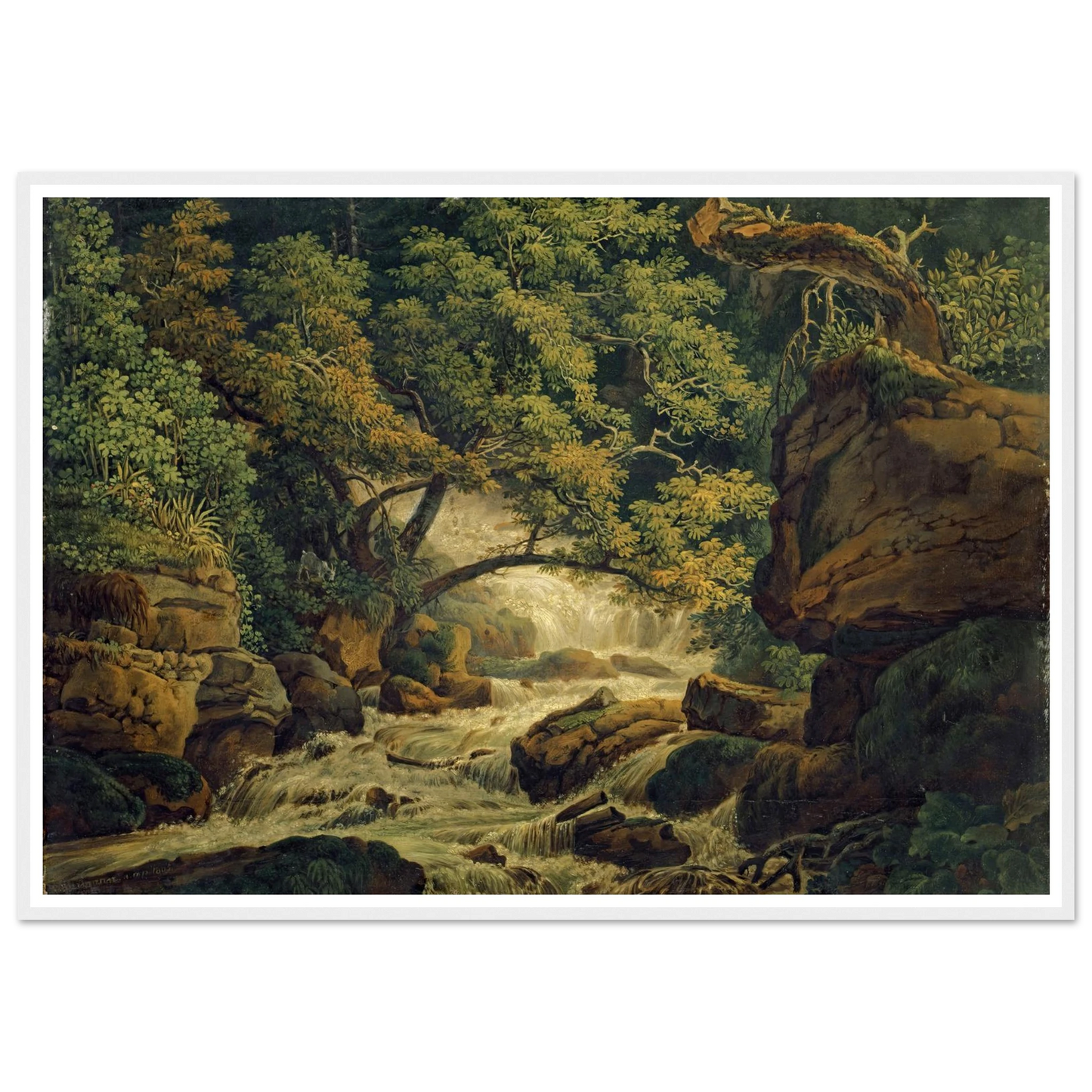 Waterfall Chesant (Waterfall of the Birs) (1805) Art Print | Peter Birmann - Framed Poster - 30x40 cm / 12x16″ - Black frame