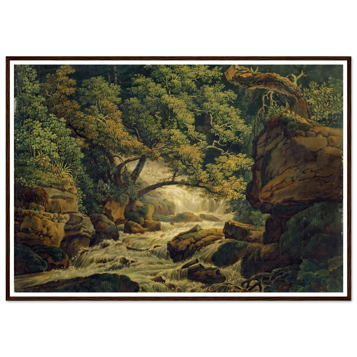 Waterfall Chesant (Waterfall of the Birs) (1805) Art Print | Peter Birmann - Framed Poster - 30x40 cm / 12x16″ - Black frame