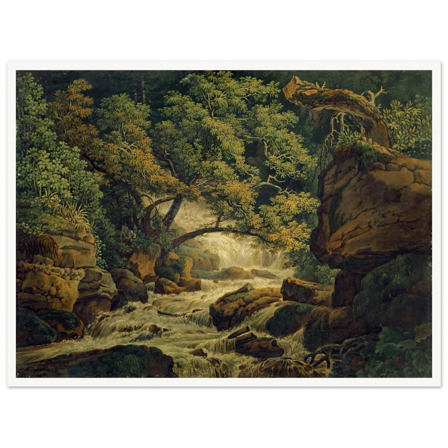 Waterfall Chesant (Waterfall of the Birs) (1805) Art Print | Peter Birmann - Framed Poster - 30x40 cm / 12x16″ - Black frame