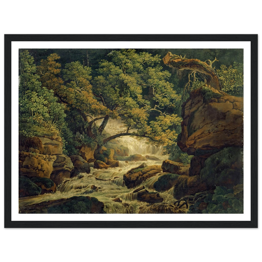 Waterfall Chesant (Waterfall of the Birs) (1805) Art Print | Peter Birmann - Framed Poster - 30x40 cm / 12x16″ - Black frame