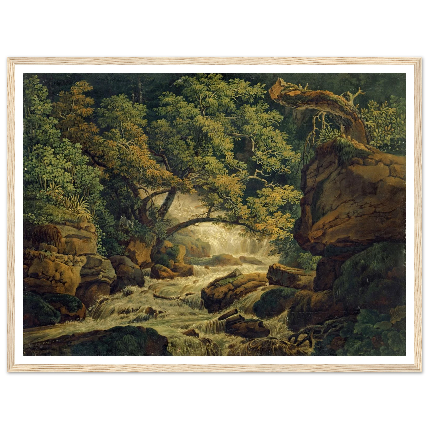 Waterfall Chesant (Waterfall of the Birs) (1805) Art Print | Peter Birmann - Framed Poster - 30x40 cm / 12x16″ - Black frame