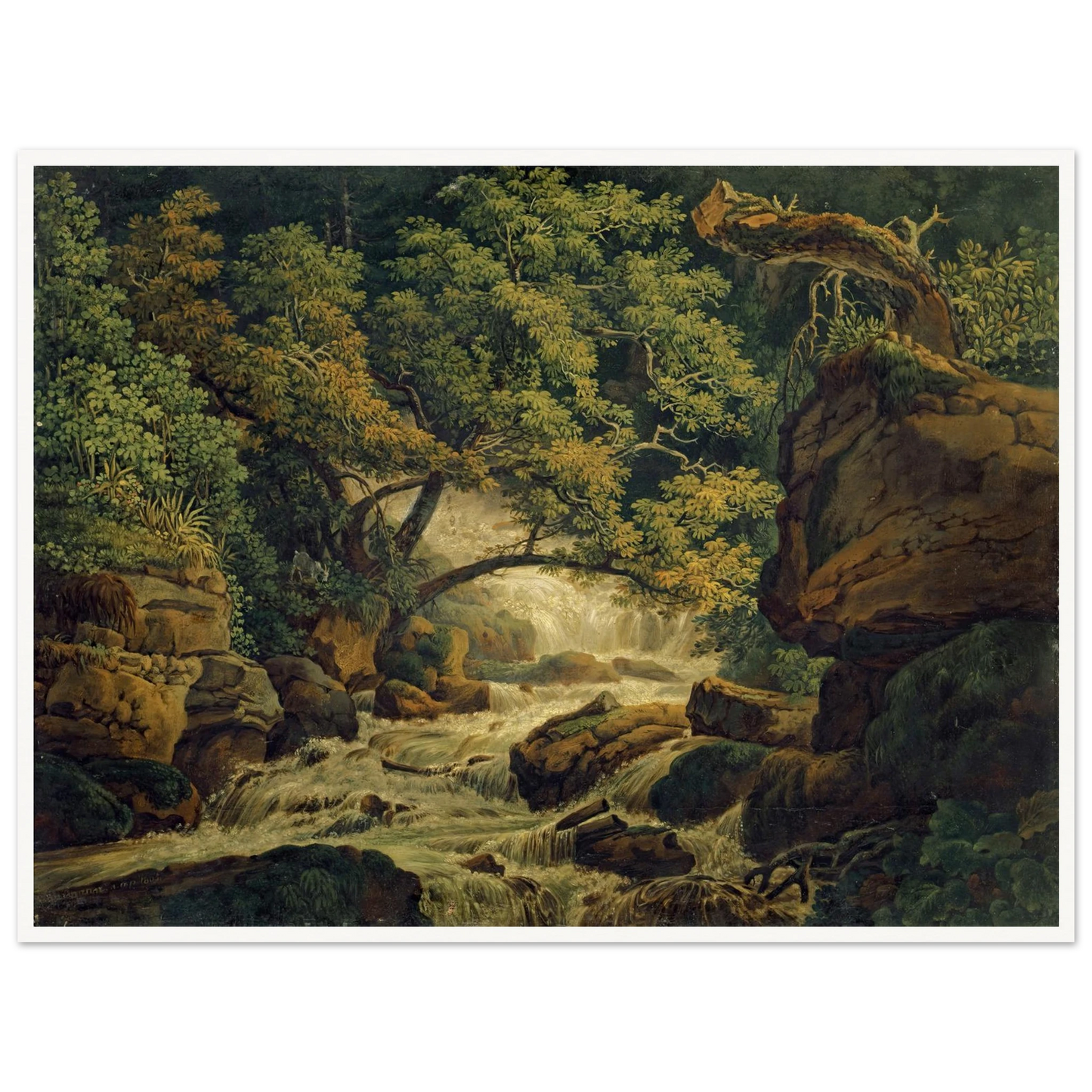 Waterfall Chesant (Waterfall of the Birs) (1805) Art Print | Peter Birmann - Framed Poster - 30x40 cm / 12x16″ - Black frame