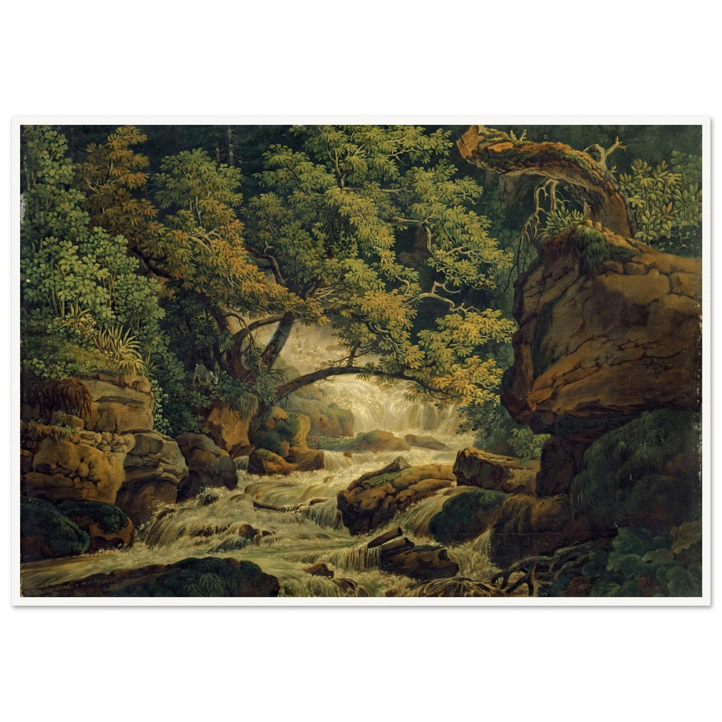 Waterfall Chesant (Waterfall of the Birs) (1805) Art Print | Peter Birmann - Framed Poster - 30x40 cm / 12x16″ - Black frame