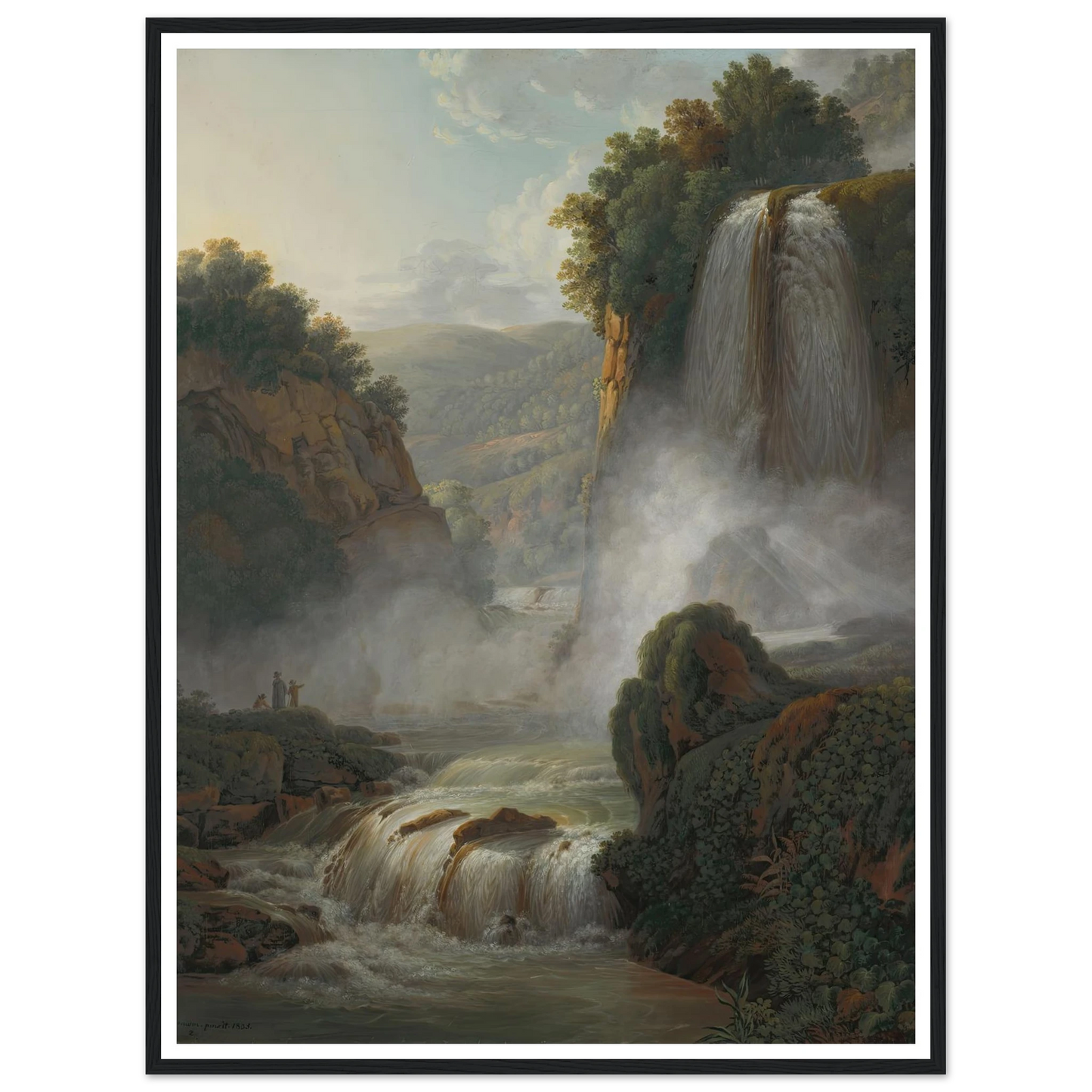 Waterfall near Tivoli (1805) Art Print | Peter Birmann - Framed Poster - 30x40 cm / 12x16″ - Black frame