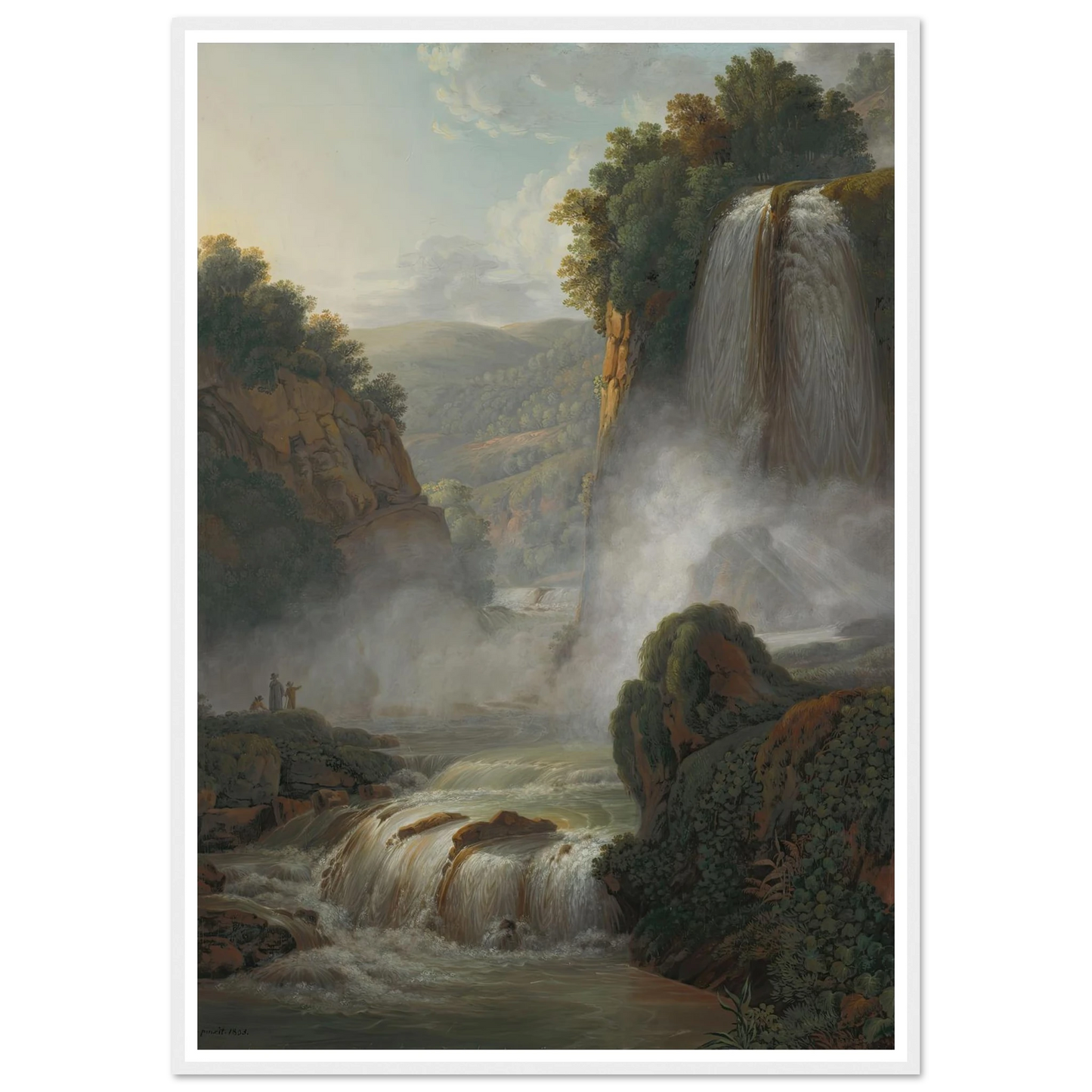 Waterfall near Tivoli (1805) Art Print | Peter Birmann - Framed Poster - 30x40 cm / 12x16″ - Black frame