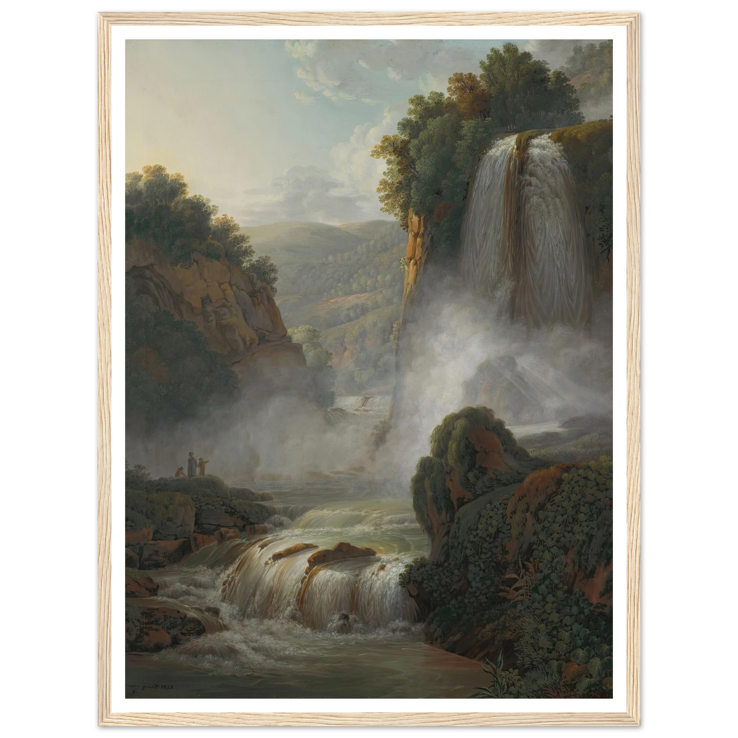 Waterfall near Tivoli (1805) Art Print | Peter Birmann - Framed Poster - 30x40 cm / 12x16″ - Black frame