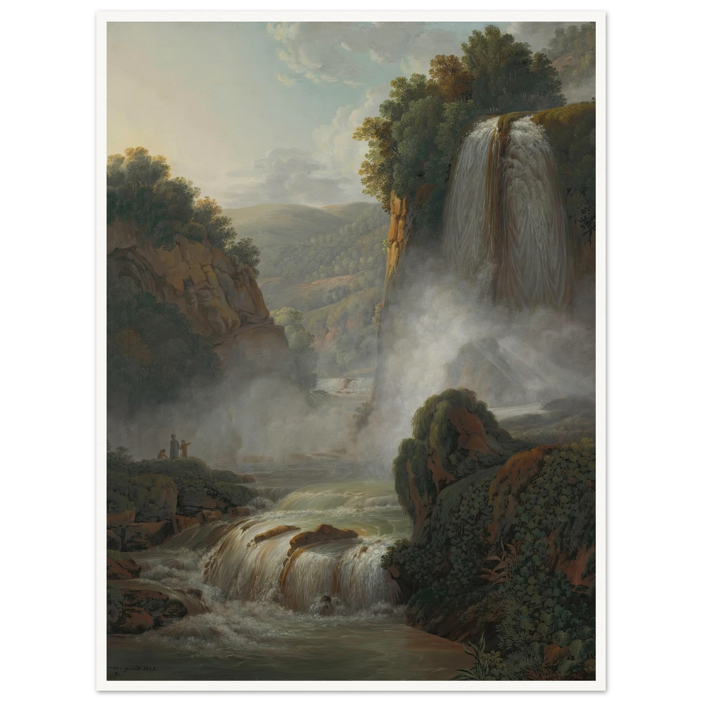 Waterfall near Tivoli (1805) Art Print | Peter Birmann - Framed Poster - 30x40 cm / 12x16″ - Black frame