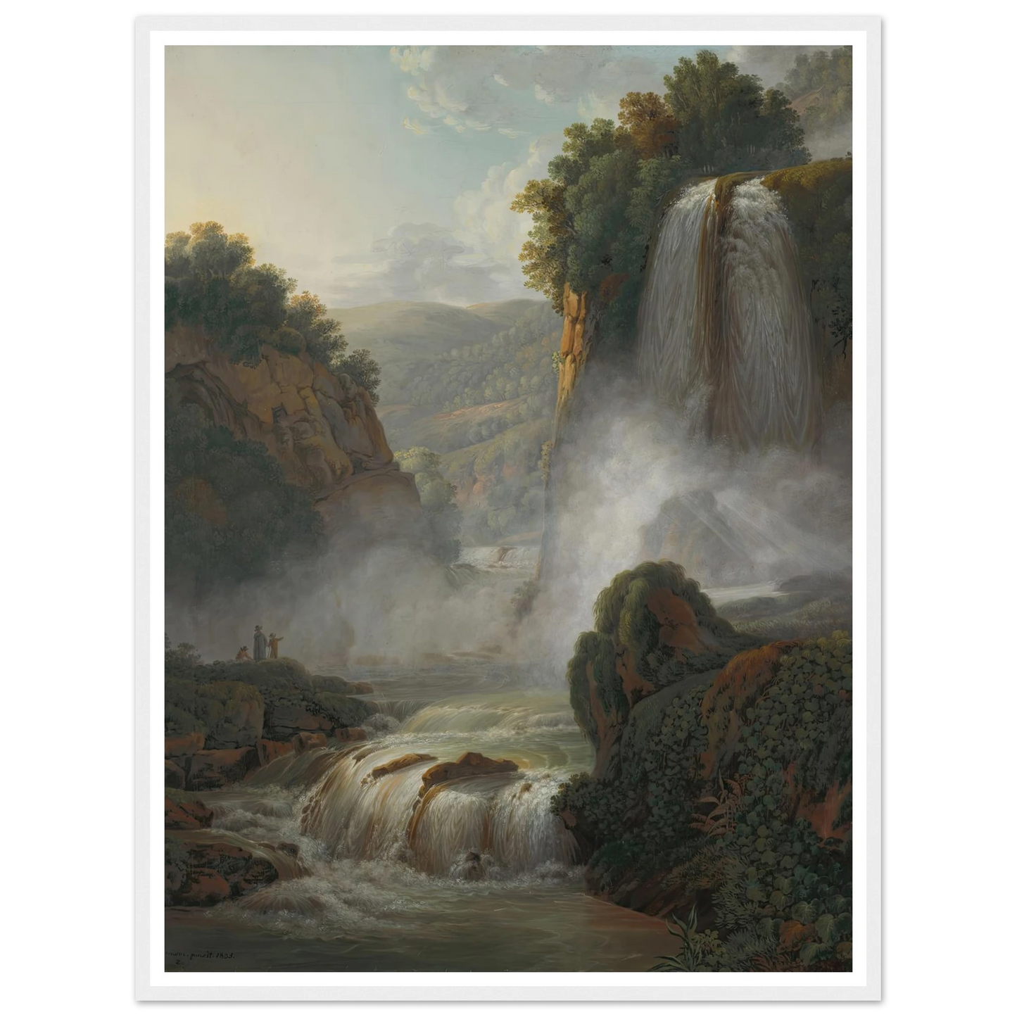 Waterfall near Tivoli (1805) Art Print | Peter Birmann - Framed Poster - 30x40 cm / 12x16″ - Black frame