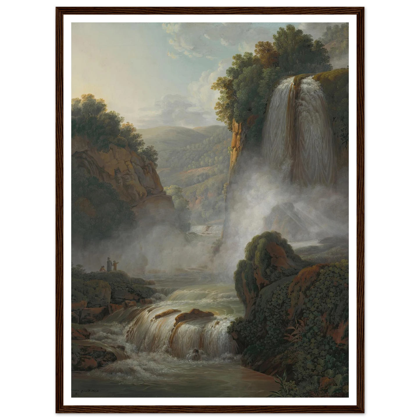 Waterfall near Tivoli (1805) Art Print | Peter Birmann - Framed Poster - 30x40 cm / 12x16″ - Black frame