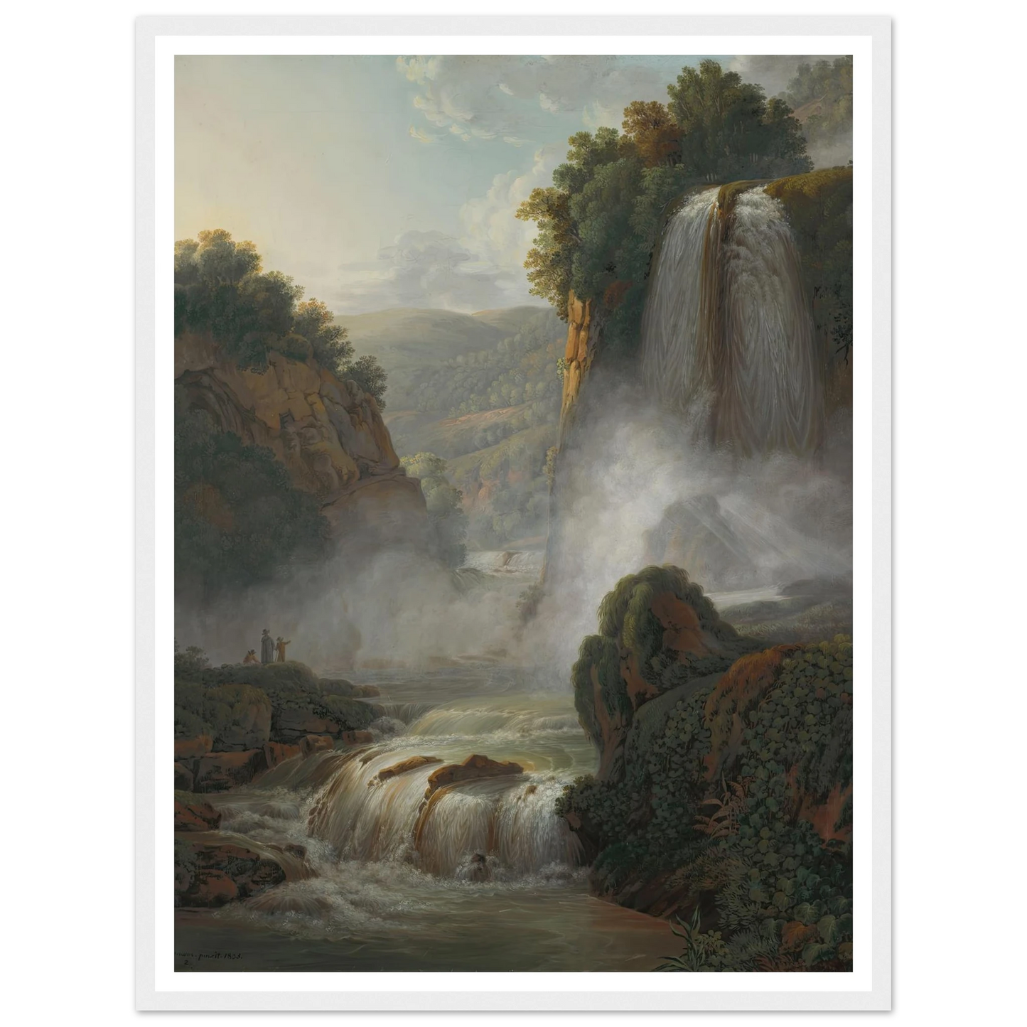 Waterfall near Tivoli (1805) Art Print | Peter Birmann - Framed Poster - 30x40 cm / 12x16″ - Black frame