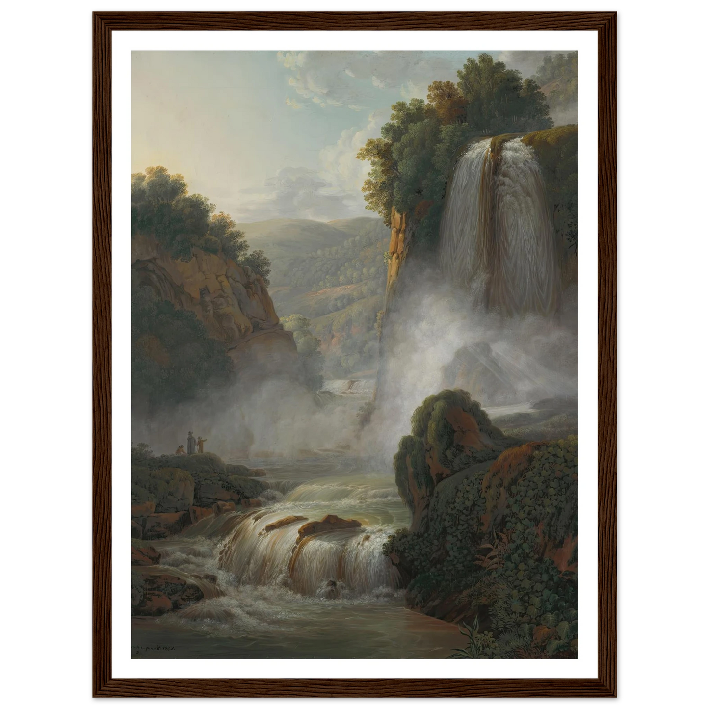 Waterfall near Tivoli (1805) Art Print | Peter Birmann - Framed Poster - 30x40 cm / 12x16″ - Black frame