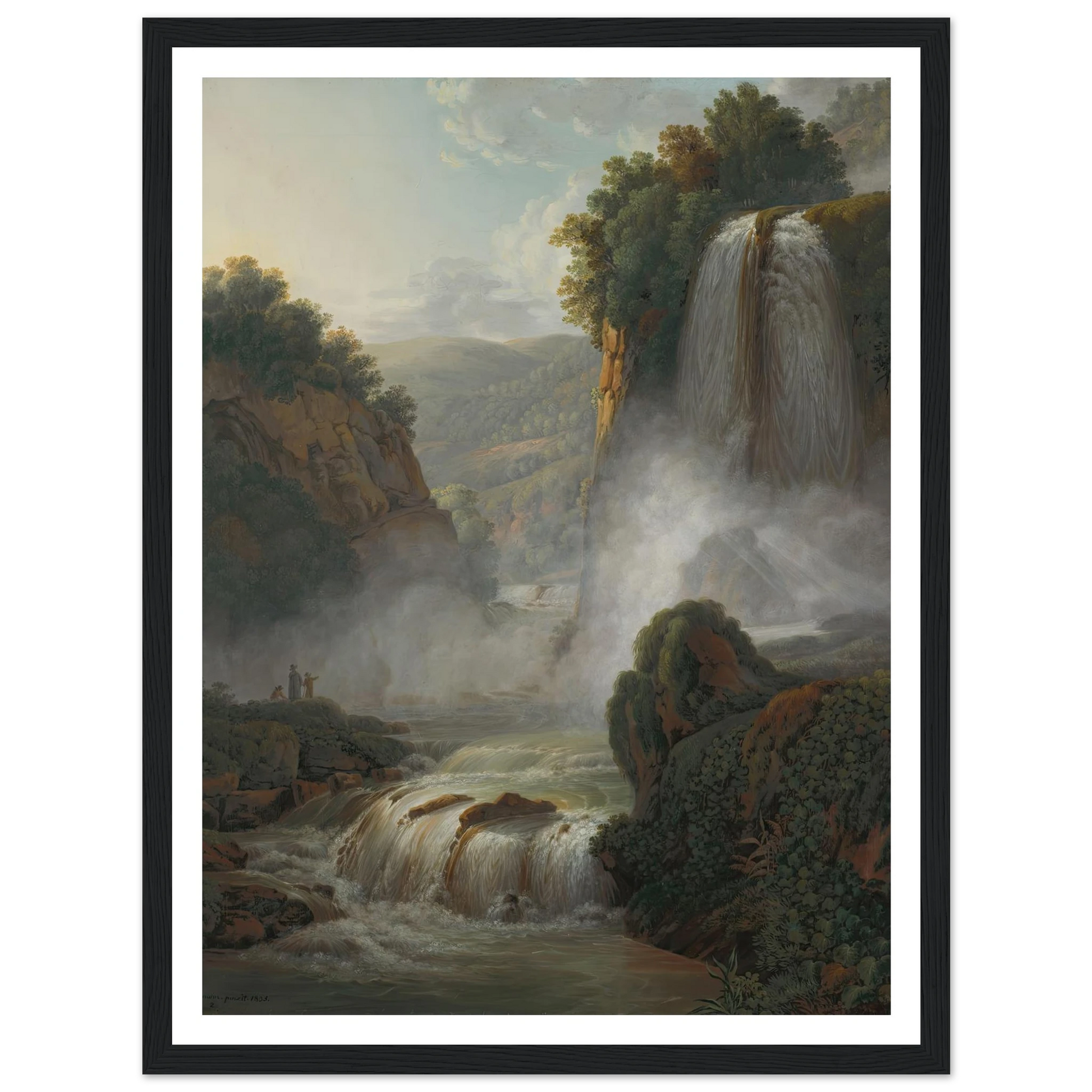 Waterfall near Tivoli (1805) Art Print | Peter Birmann - Framed Poster - 30x40 cm / 12x16″ - Black frame