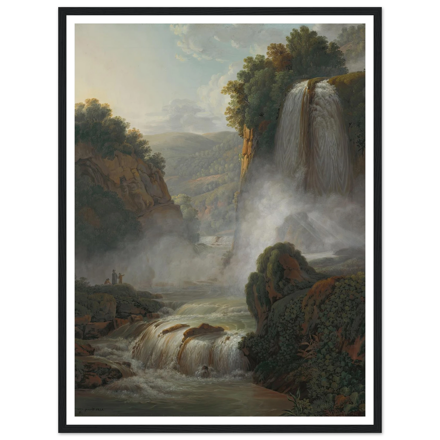 Waterfall near Tivoli (1805) Art Print | Peter Birmann - Framed Poster - 30x40 cm / 12x16″ - Black frame