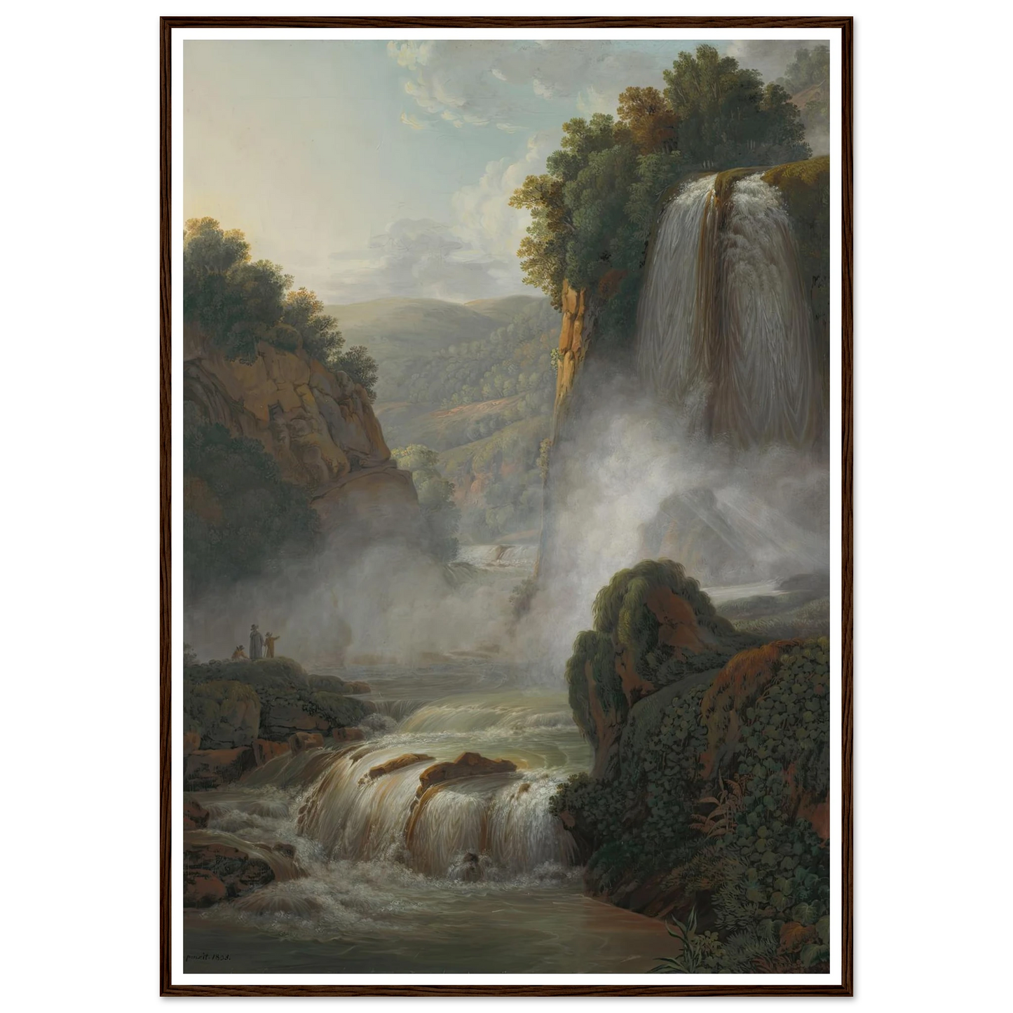 Waterfall near Tivoli (1805) Art Print | Peter Birmann - Framed Poster - 30x40 cm / 12x16″ - Black frame
