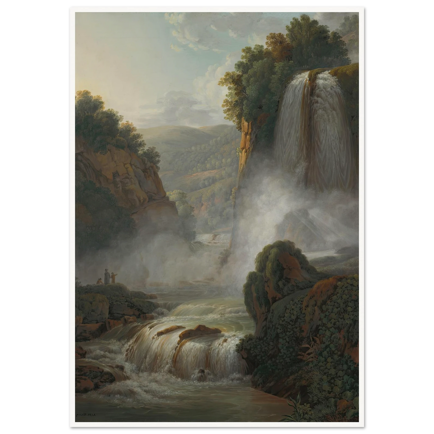 Waterfall near Tivoli (1805) Art Print | Peter Birmann - Framed Poster - 30x40 cm / 12x16″ - Black frame