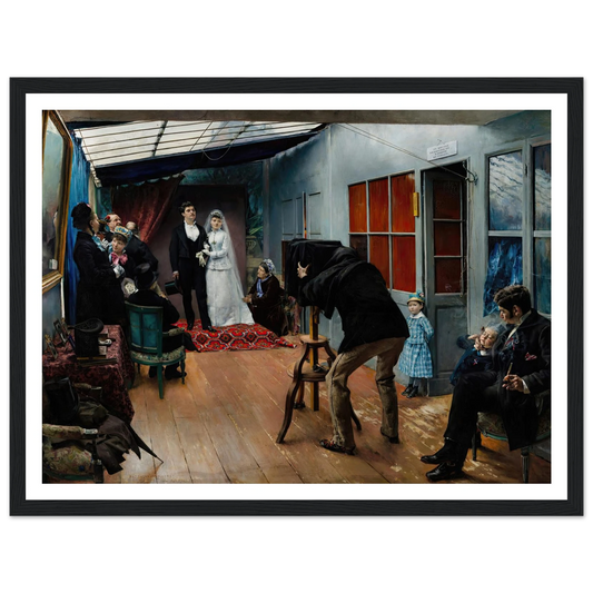 Wedding in the Photographer’s Studio (1879) Art Print | Pascal Adolphe Jean Dagnan Bouveret - Framed Poster - 30x40 cm / 12x16″ - Black frame