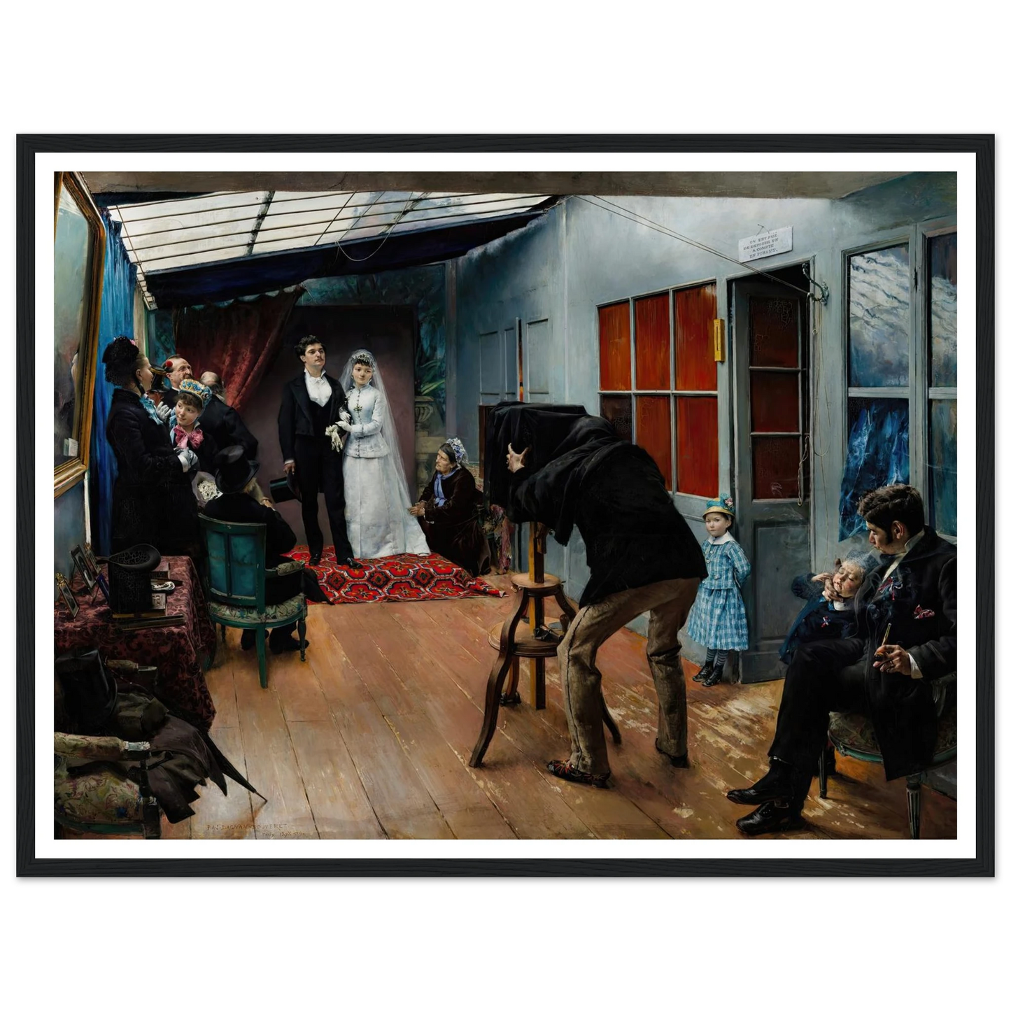 Wedding in the Photographer’s Studio (1879) Art Print | Pascal Adolphe Jean Dagnan Bouveret - Framed Poster - 30x40 cm / 12x16″ - Black frame