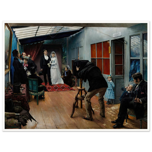 Wedding in the Photographer’s Studio (1879) Art Print | Pascal Adolphe Jean Dagnan Bouveret - Framed Poster - 30x40 cm / 12x16″ - Black frame