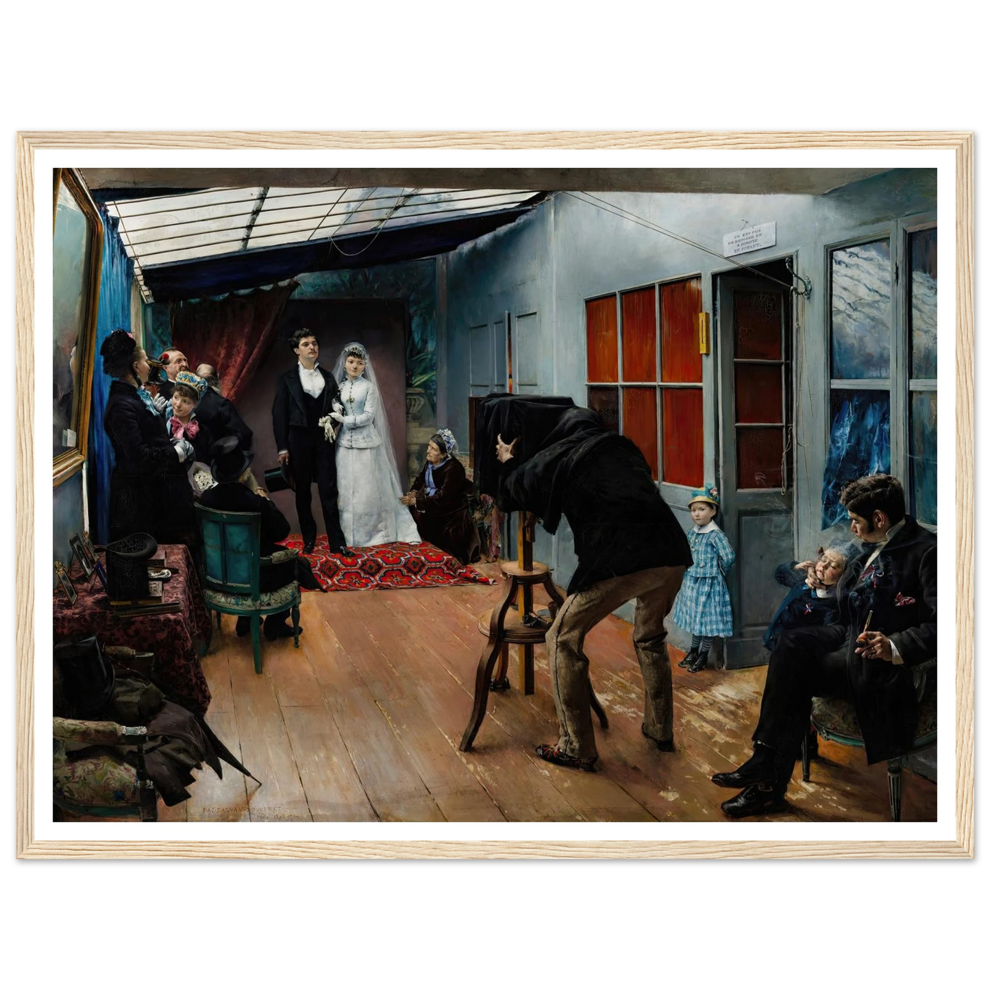 Wedding in the Photographer’s Studio (1879) Art Print | Pascal Adolphe Jean Dagnan Bouveret - Framed Poster - 30x40 cm / 12x16″ - Black frame