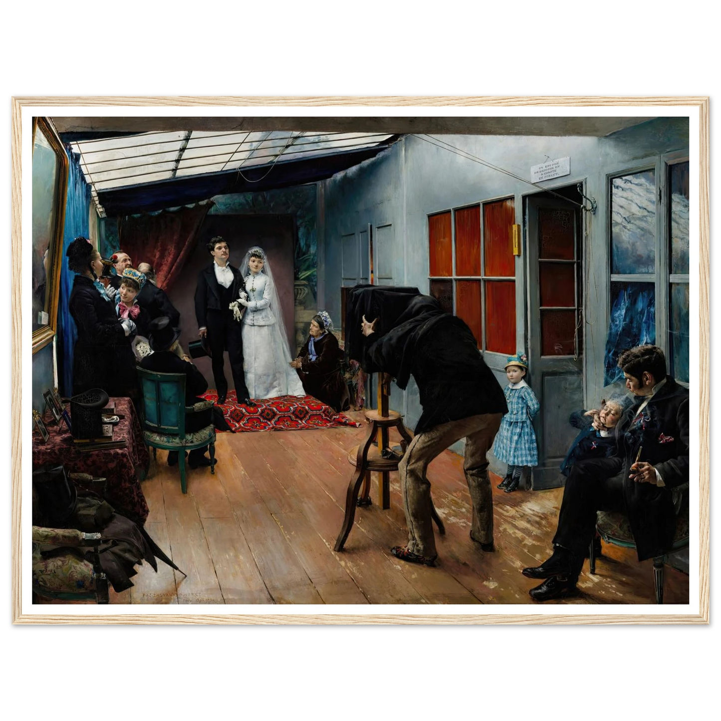 Wedding in the Photographer’s Studio (1879) Art Print | Pascal Adolphe Jean Dagnan Bouveret - Framed Poster - 30x40 cm / 12x16″ - Black frame
