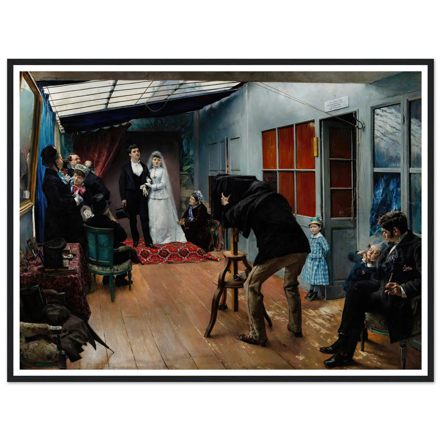 Wedding in the Photographer’s Studio (1879) Art Print | Pascal Adolphe Jean Dagnan Bouveret - Framed Poster - 30x40 cm / 12x16″ - Black frame