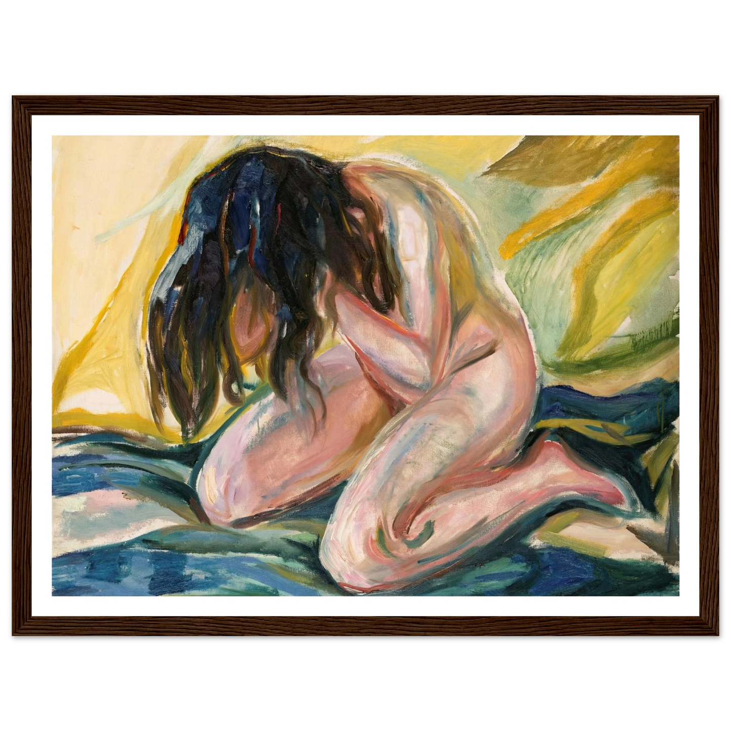 Weeping Nude (1919) Art Print | Edvard Munch - Framed Poster - 30x40 cm / 12x16″ - Black frame