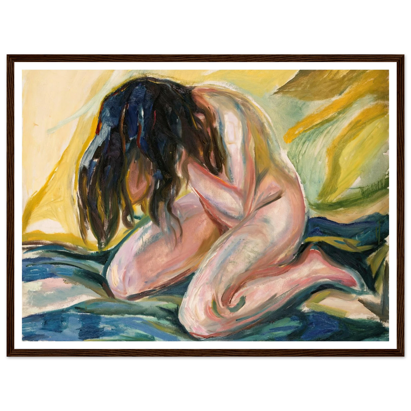 Weeping Nude (1919) Art Print | Edvard Munch - Framed Poster - 30x40 cm / 12x16″ - Black frame