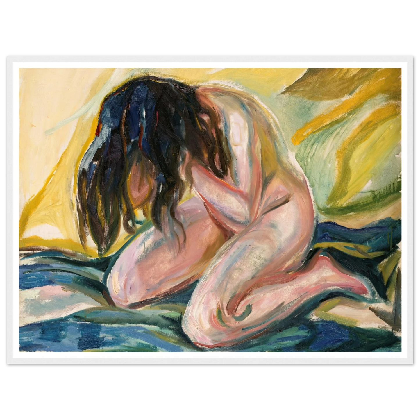 Weeping Nude (1919) Art Print | Edvard Munch - Framed Poster - 30x40 cm / 12x16″ - Black frame