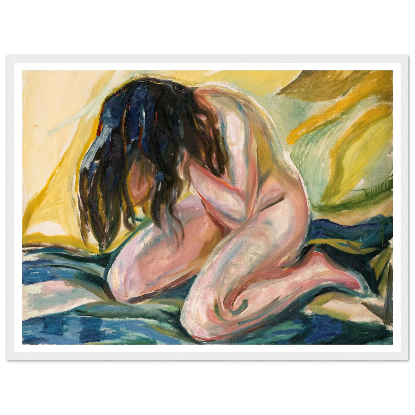 Weeping Nude (1919) Art Print | Edvard Munch - Framed Poster - 30x40 cm / 12x16″ - Black frame