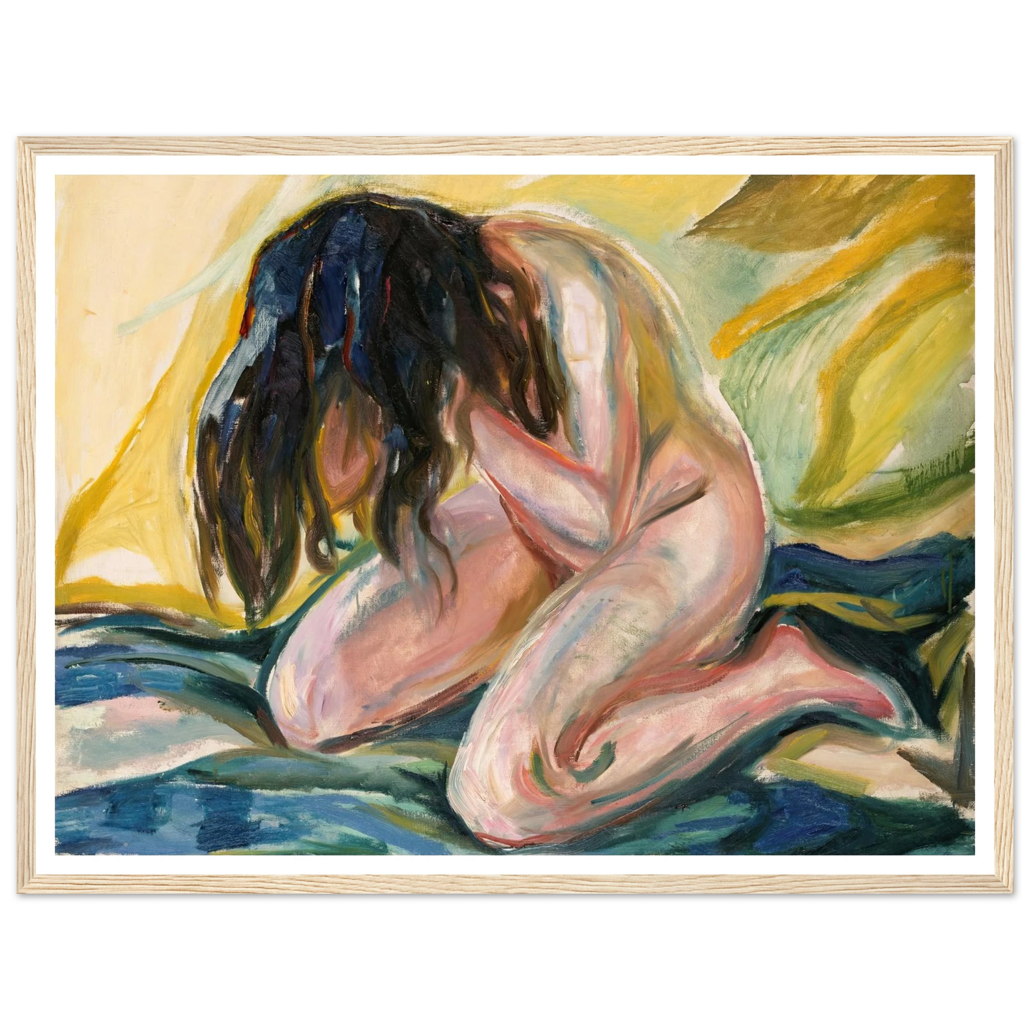 Weeping Nude (1919) Art Print | Edvard Munch - Framed Poster - 30x40 cm / 12x16″ - Black frame