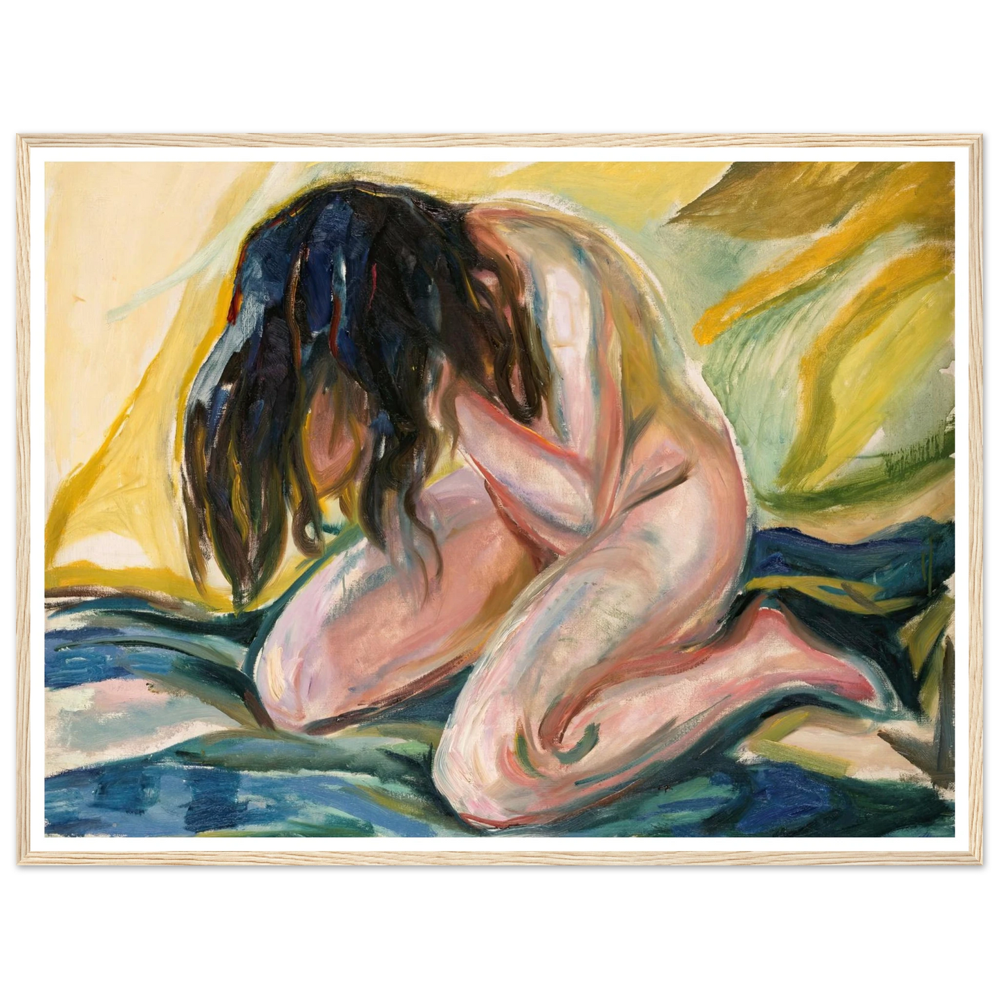 Weeping Nude (1919) Art Print | Edvard Munch - Framed Poster - 30x40 cm / 12x16″ - Black frame