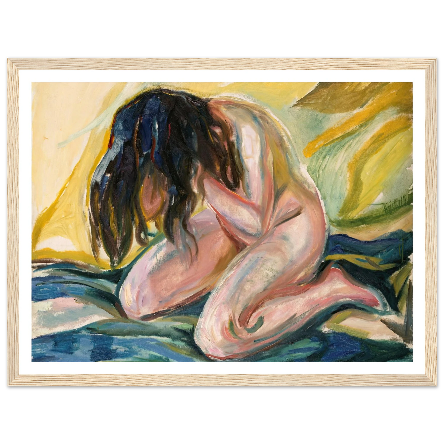 Weeping Nude (1919) Art Print | Edvard Munch - Framed Poster - 30x40 cm / 12x16″ - Black frame