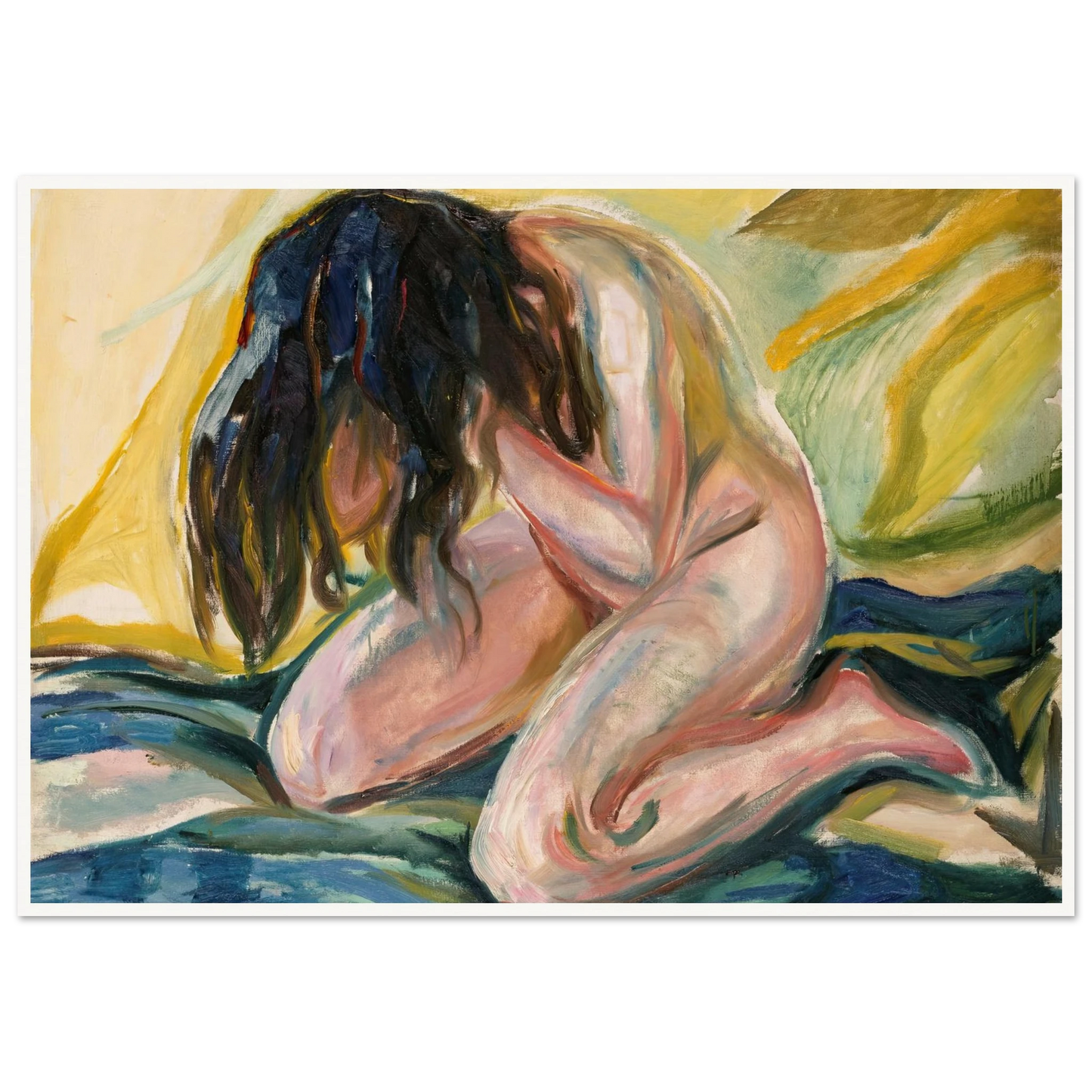 Weeping Nude (1919) Art Print | Edvard Munch - Framed Poster - 30x40 cm / 12x16″ - Black frame